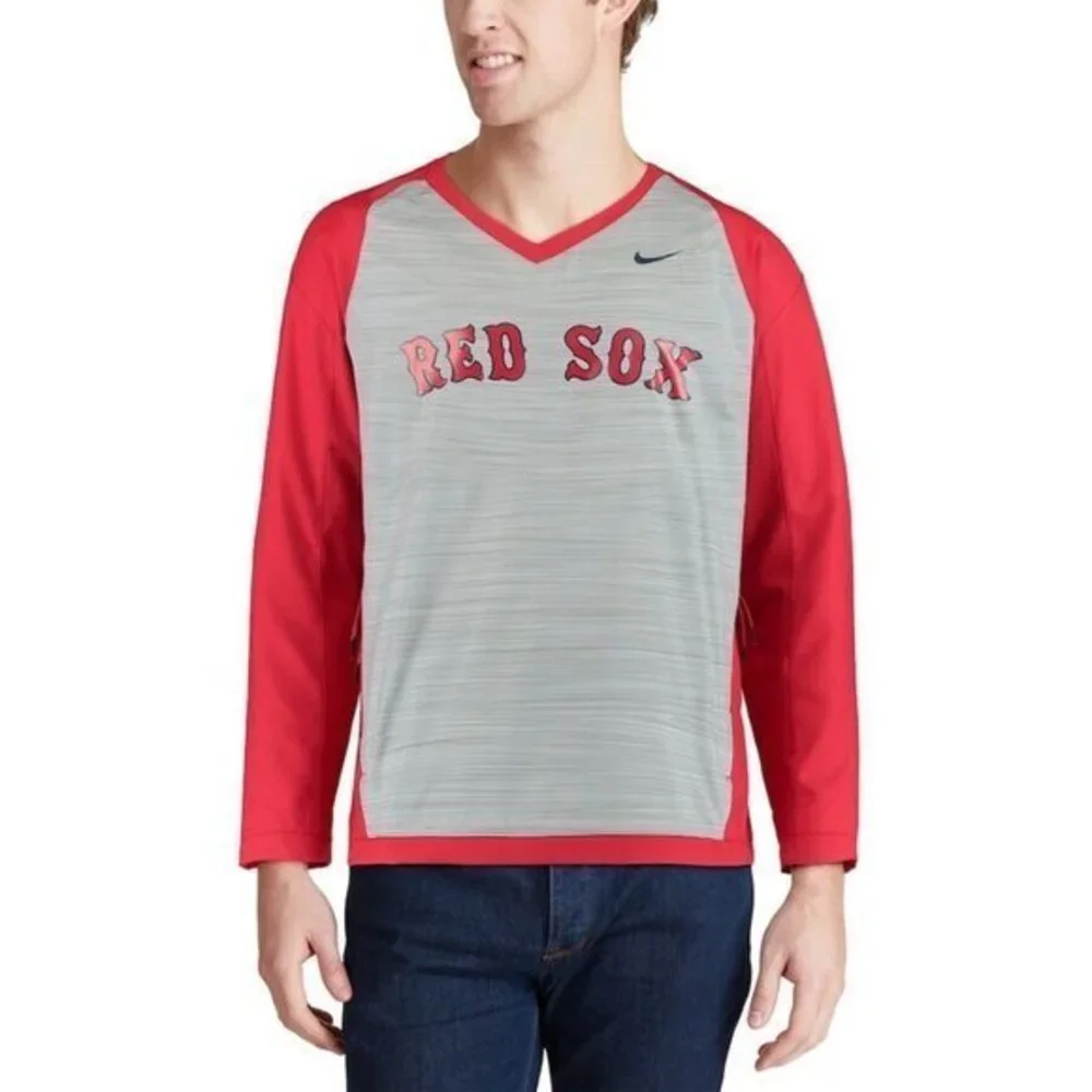 Nike‎ Boston Red Sox Performance Pullover Windshirt Men's Size L Red Gray